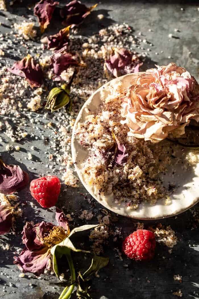 prep photo of lemon rose sugar 