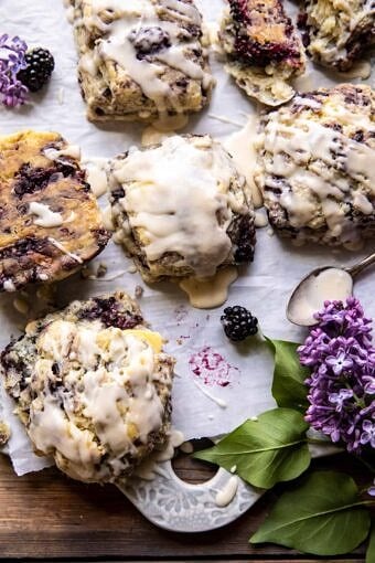 Blackberry Lavender White Chocolate Scones | halfbakedharvest.com
