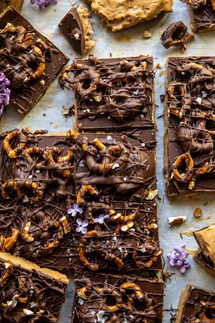 overhead close up photo of Buckeye Crunch Bars 