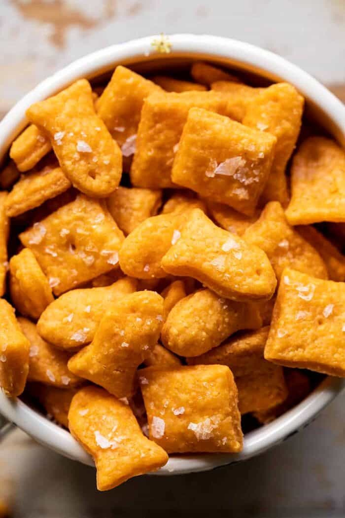 overhead closeup photo of Homemade Goldfish in bowl 