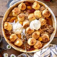 Southern Double Crusted Cinnamon Sugar Peach Cobbler | halfbakedharvest.com