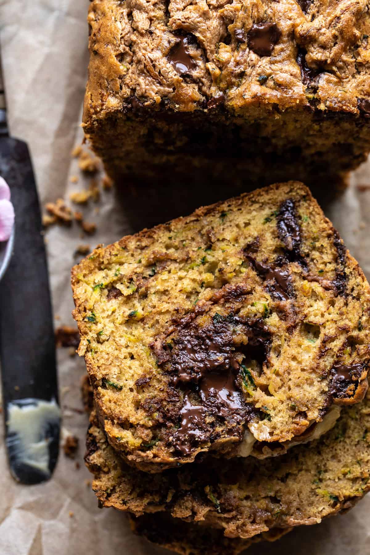 Chocolate Chunk Almond Butter Zucchini Bread | halfbakedharvest.com