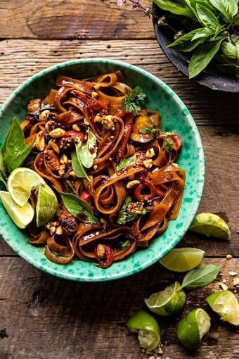 Saucy Thai Summer Noodle Stir Fry with Sesame Peanuts | halfbakedharvest.com