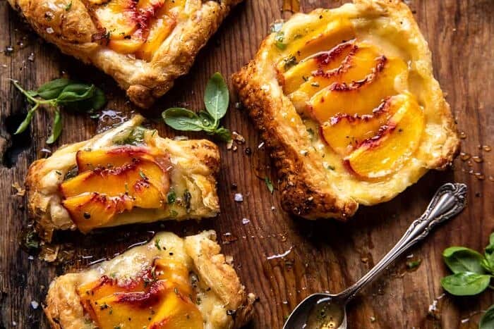 Peach Brie Pastry Tarts with Peppered Rosemary Honey | halfbakedharvest.com Peach Brie Pastry Tarts with Peppered Rosemary Honey | halfbakedharvest.com