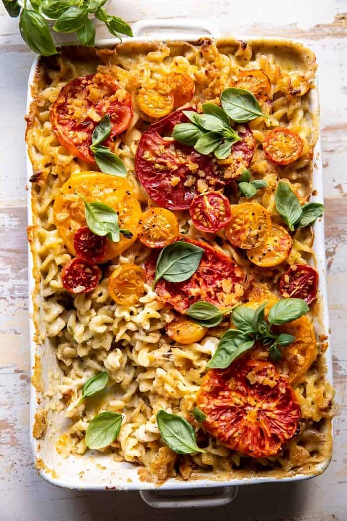 One Pot 4 Cheese Caprese Mac and Cheese | halfbakedharvest.com