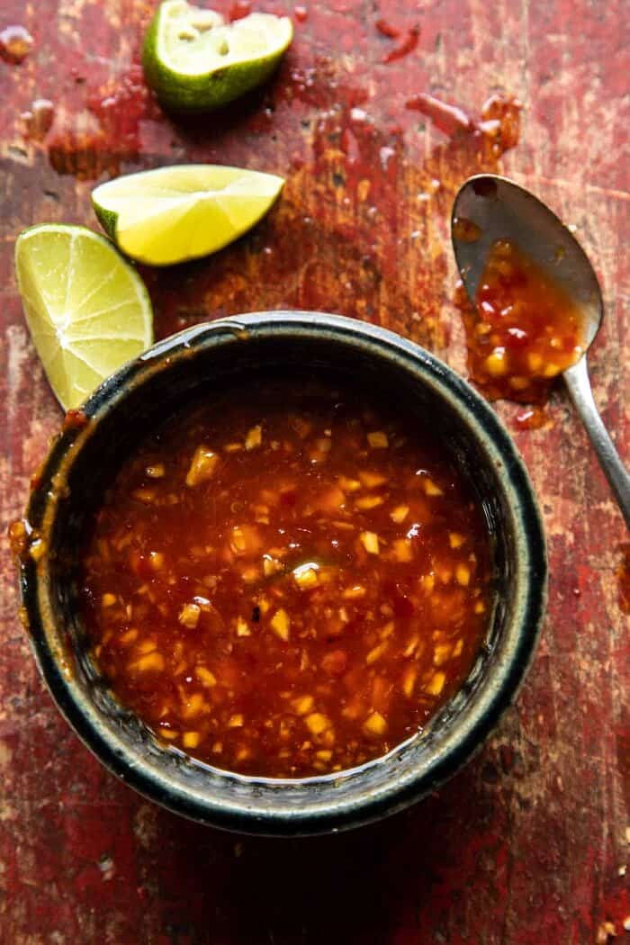 Oven Fried Coconut Shrimp with Thai Pineapple Chili Sauce | halfbakedhavest.com overhead photo of Thai Pineapple Chili Sauce