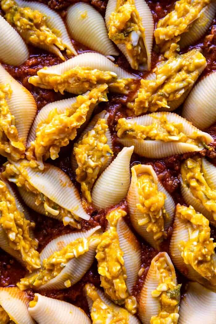 Pumpkin Cheese Stuffed Pasta Bolognese Bake | halfbakedharvest.com