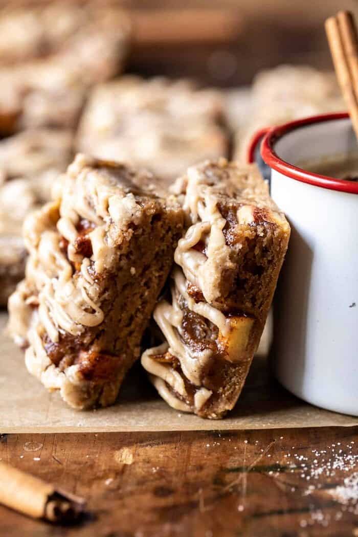 Brown Butter Apple Blondies with Cinnamon Maple Glaze | halfbakedharvest.com