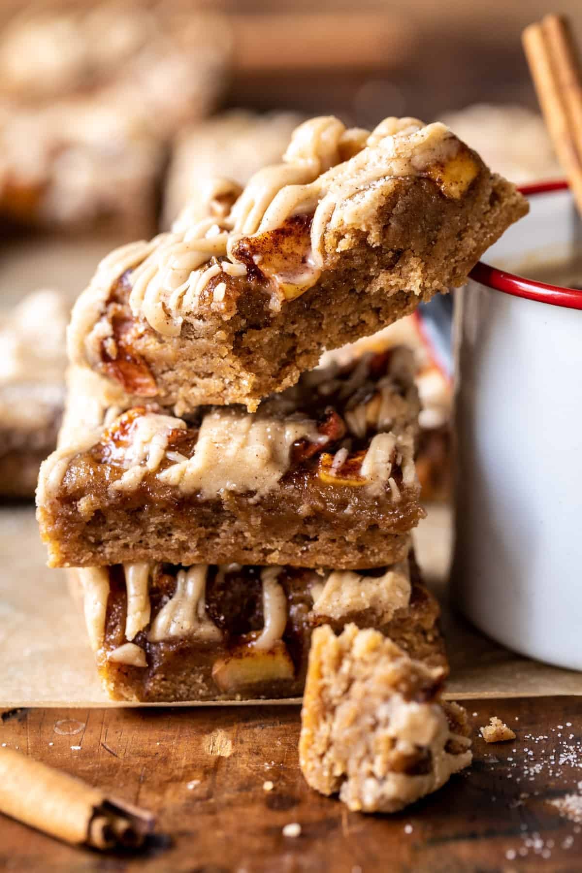 Brown Butter Apple Blondies with Cinnamon Maple Glaze | halfbakedharvest.com