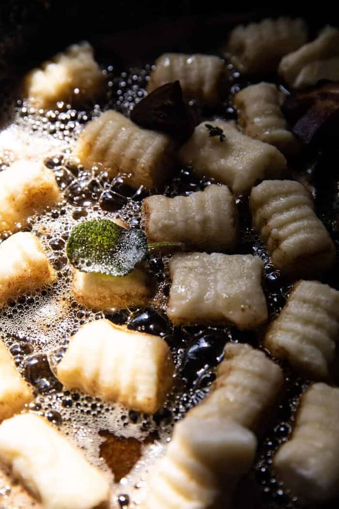 Ricotta Gnocchi with Herby Mushrooms and Sage Browned Butter | halfbakedharvest.com
