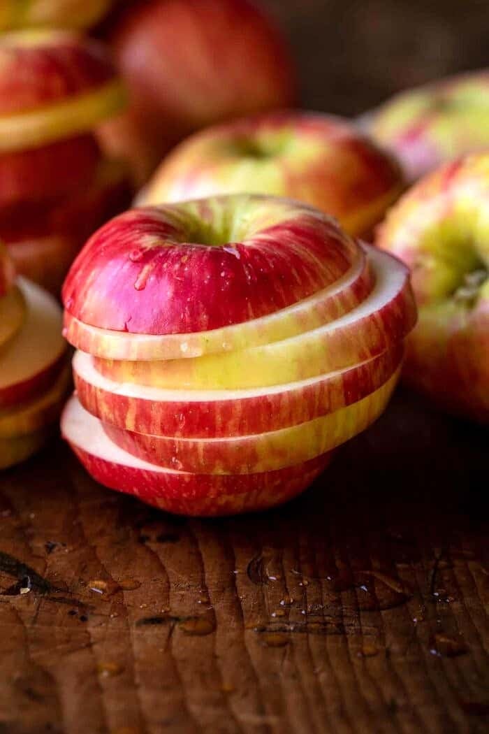 prep photo of raw apple sliced 