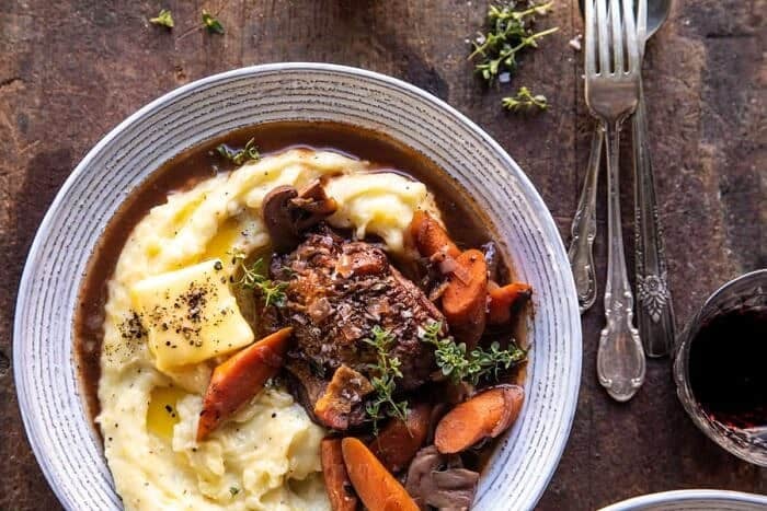Slow Cooker Coq au Vin with Parmesan Mashed Potatoes | halfbakedharvest.com Slow Cooker Coq au Vin with Parmesan Mashed Potatoes | halfbakedharvest.com