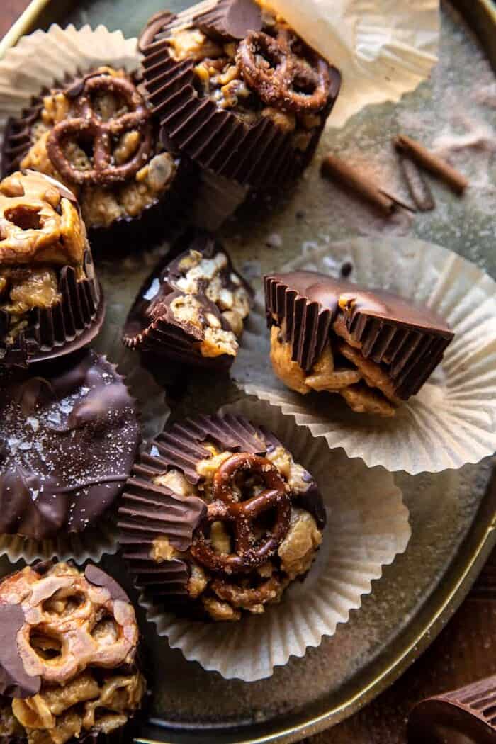 Snickerdoodle Peanut Butter Chocolate Chex Mix Bars | halfbakedharvest.com