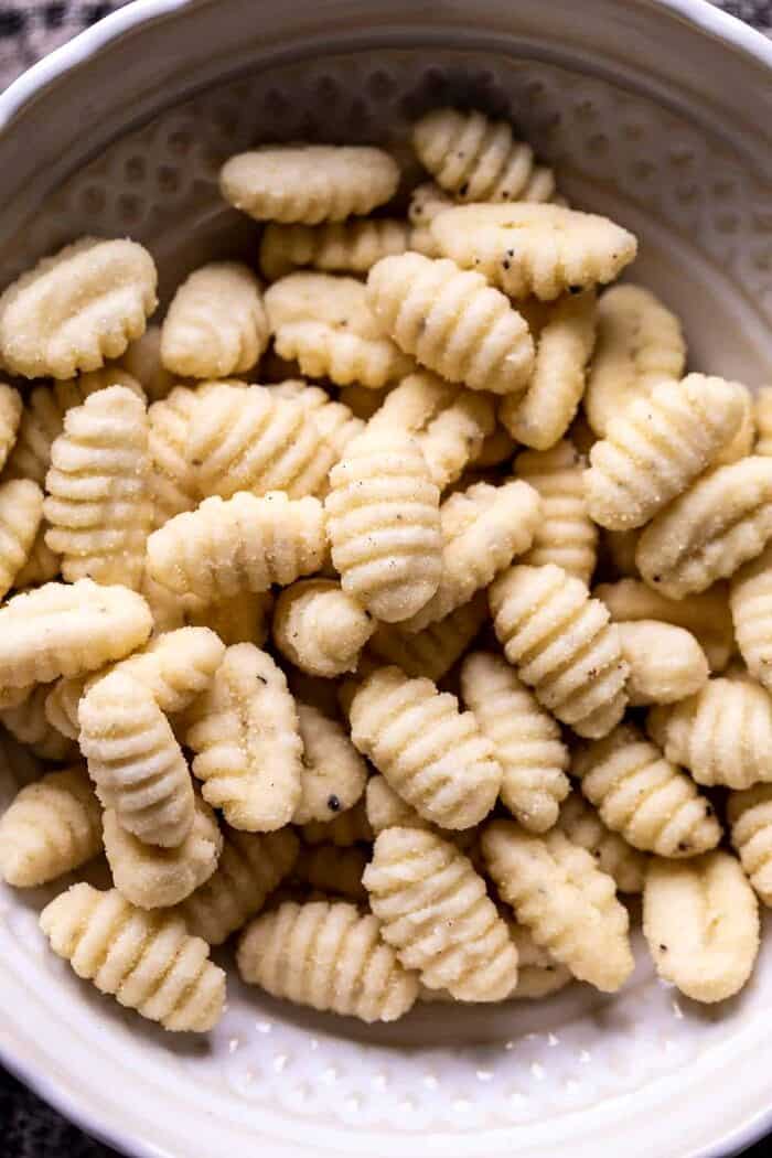 Creamy Gnocchi Soup with Rosemary Bacon | halfbakedharvest.com prep photo of gnocchi