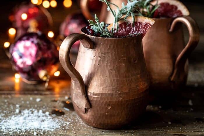 Pomegranate Champagne Mule | halfbakedharvest.com horizontal photo of Pomegranate Champagne Mule