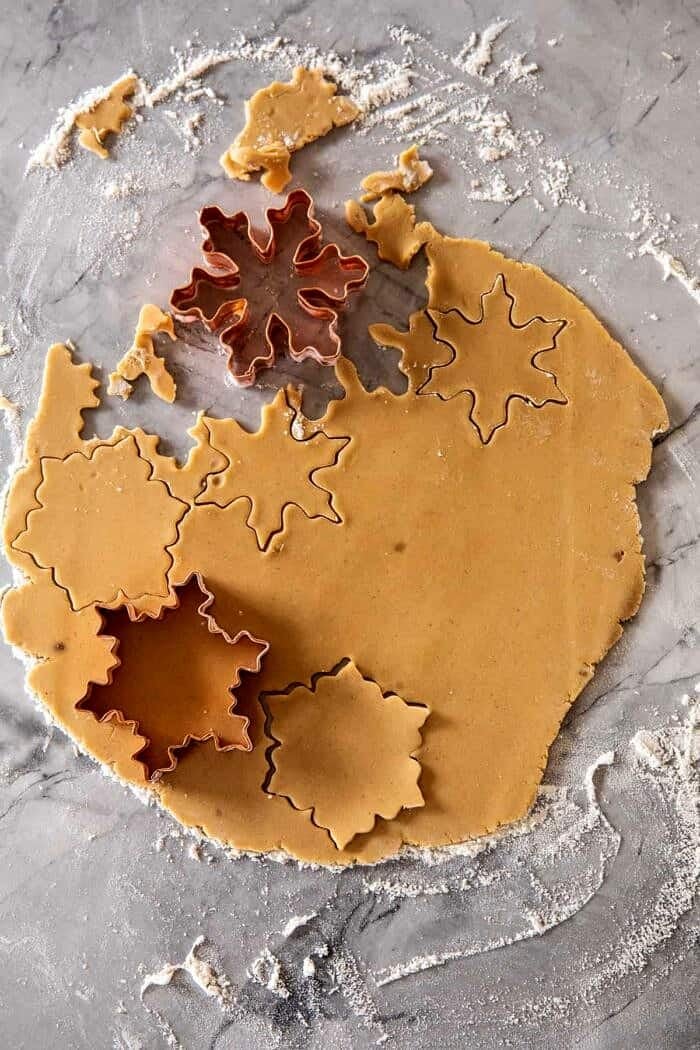 The Santa Clause Cookies | halfbakedharvest.com overhead prep photo of cutting the cookie dough The Santa Clause Cookies | halfbakedharvest.com