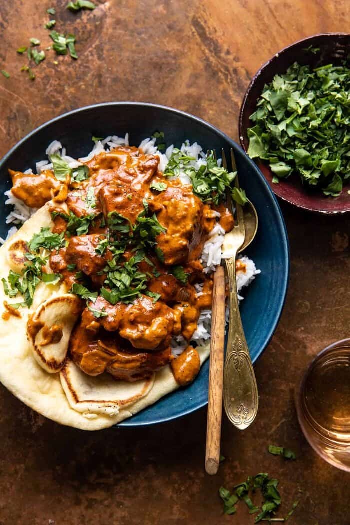 30 Minute Spicy Indian Butter Chicken | halfbakedharvest.com overhead photo of 30 Minute Spicy Indian Butter Chicken