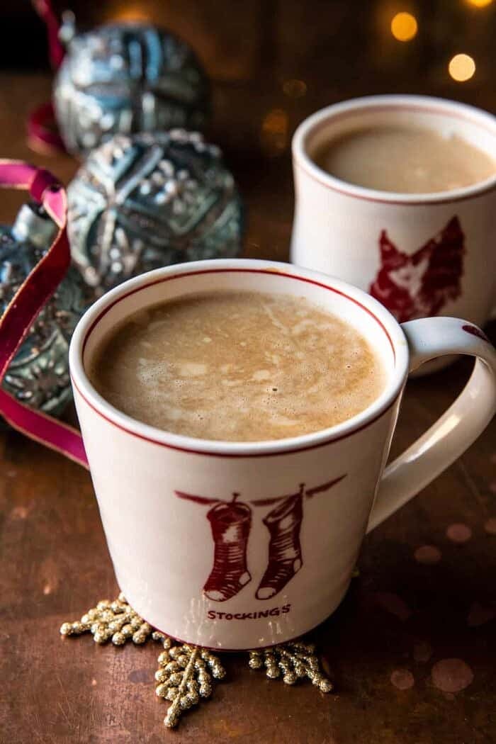 Salted Caramel Brulee Latte | halfbakedharvest.com overhead photo of Salted Caramel Brulee Latte