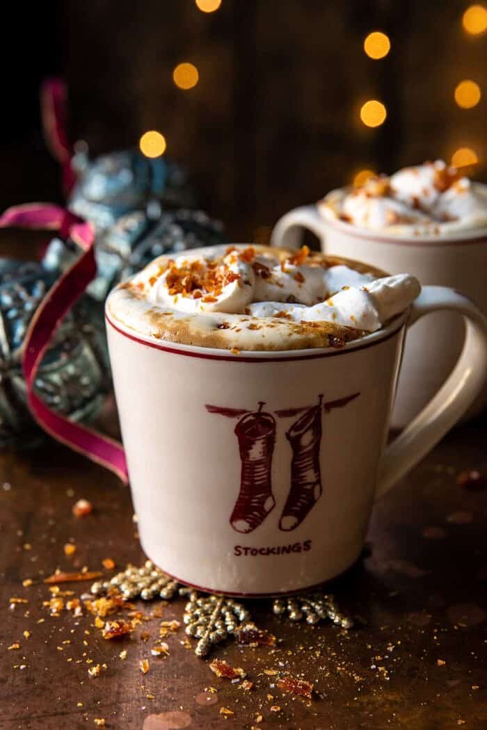 Salted Caramel Brulee Latte | halfbakedharvest.com front on photo of Salted Caramel Brulee Latte