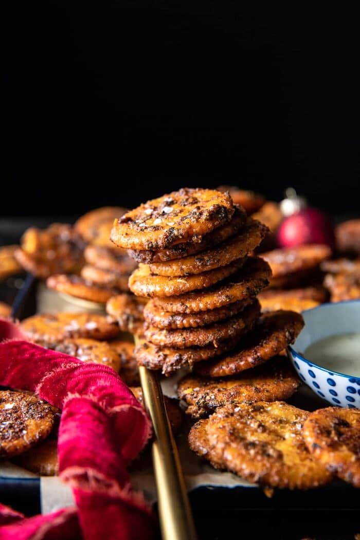 side angled photo of Sweet and Spicy Seasoned Crackers