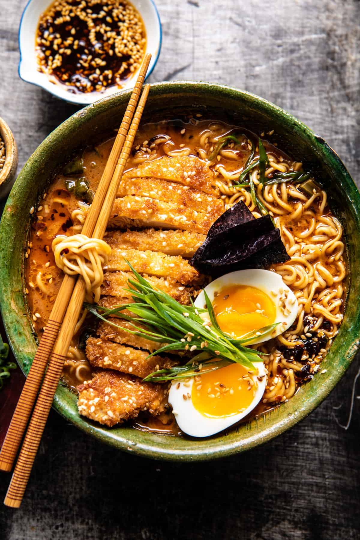 30 Minute Spicy Miso Chicken Katsu Ramen | halfbakedharvest.com