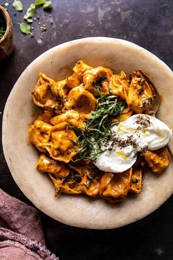 Creamy Roasted Red Pepper Tortellini | halfbakedharvest.com