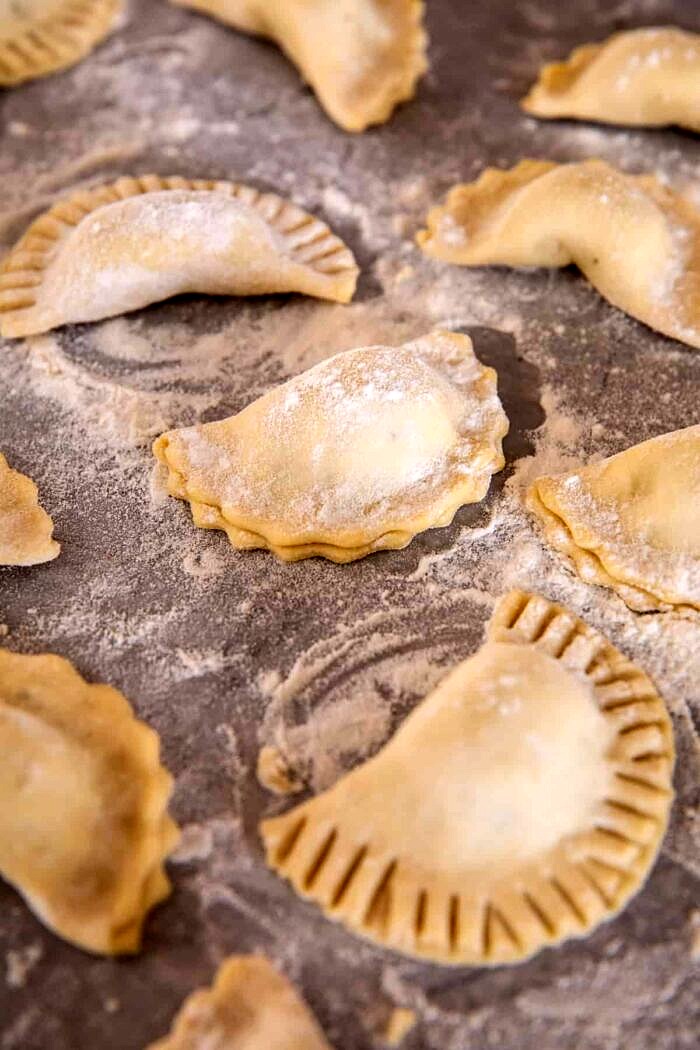 Broccoli Cheddar Potato Pierogi | halfbakedharvest.com Broccoli Cheddar Potato Pierogi before boiling