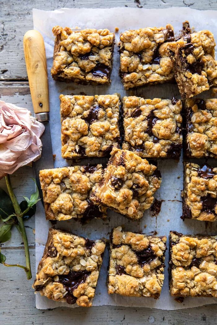 Gooey Chocolate Oatmeal Bars | halfbakedharvest.com
