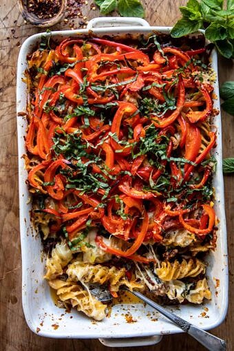 One Pan Baked Cheesy Basil Pasta | halfbakedharvest.com