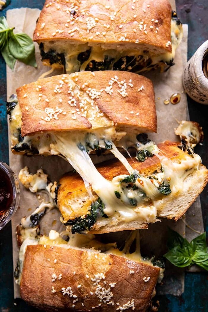 overhead close up photo of Party Size Spanakopita Melt