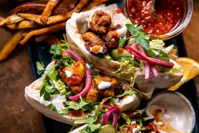 Roasted Turmeric Chicken Pita with Garlicky Lemon Tahini | halfbakedharvest.com