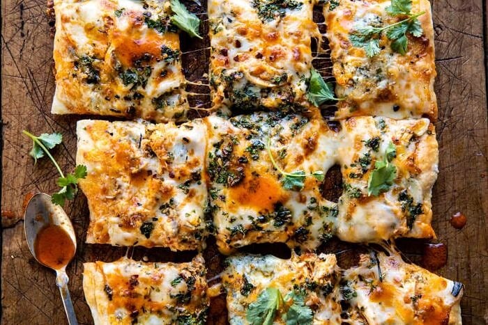 Sheet Pan Buffalo Chicken Pizza | halfbakedharvest.com