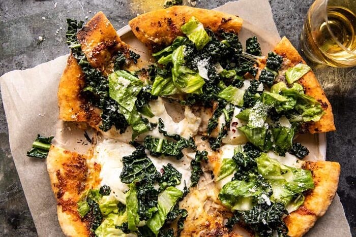 Burrata Caesar Salad Pizza | halfbakedharvest.com