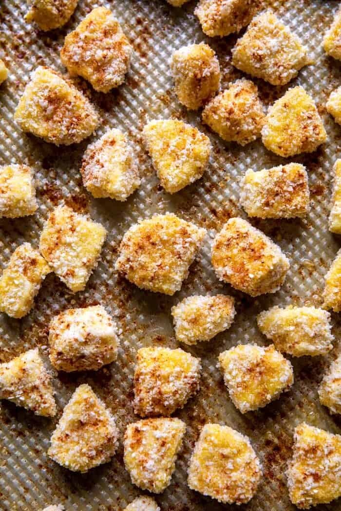 Oven Fried Halloumi Bites before baking 