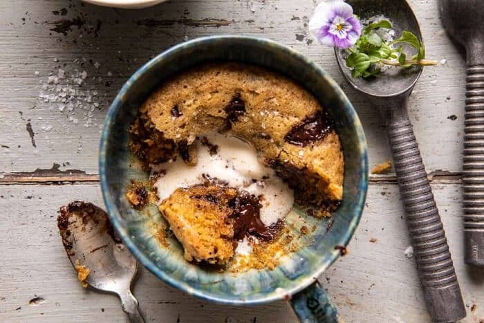 Deep Dish Molten Chocolate Coffee Blondies | halfbakedharvest.com overhead horizontal photo of Deep Dish Molten Chocolate Coffee Blondies