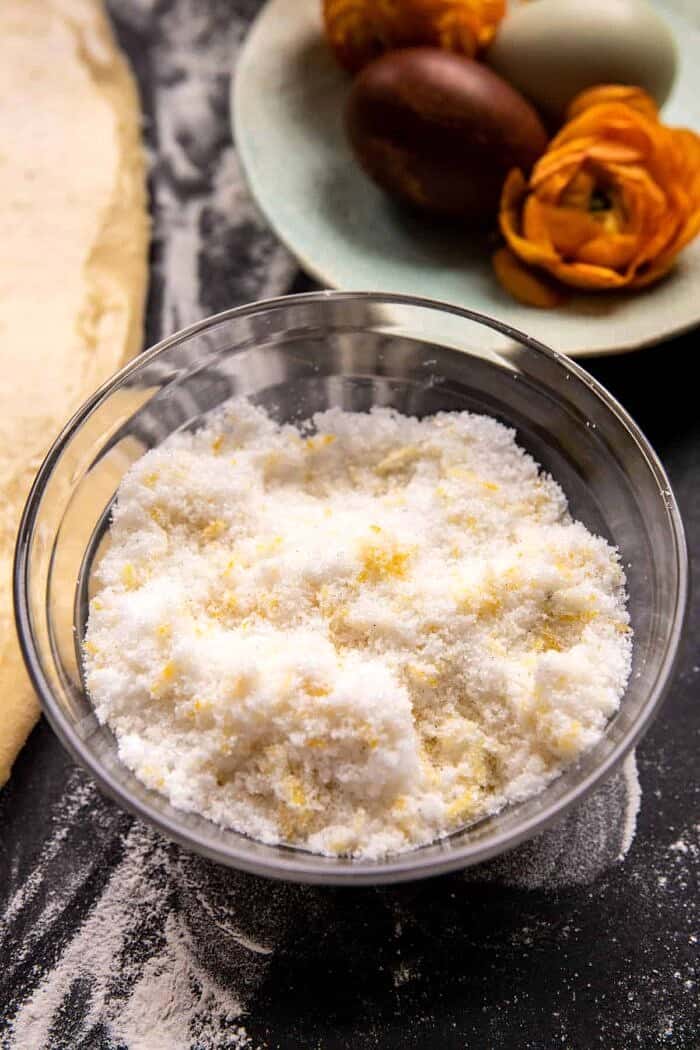 Lemon Sugar Rolls with Vanilla Cream Cheese Icing | halfbakedharvest.com prep photo of Lemon Sugar