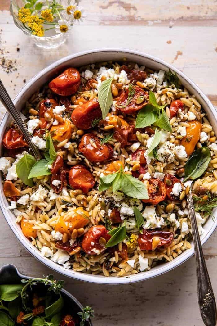 Roasted Tomato Basil and Feta Orzo | halfbakedharvest.com