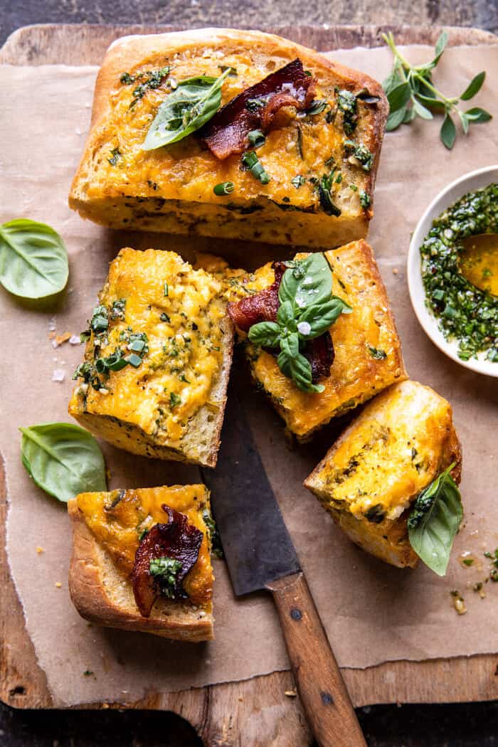 Baked Cheddar Pesto Egg Boats | halfbakedharvest.com
