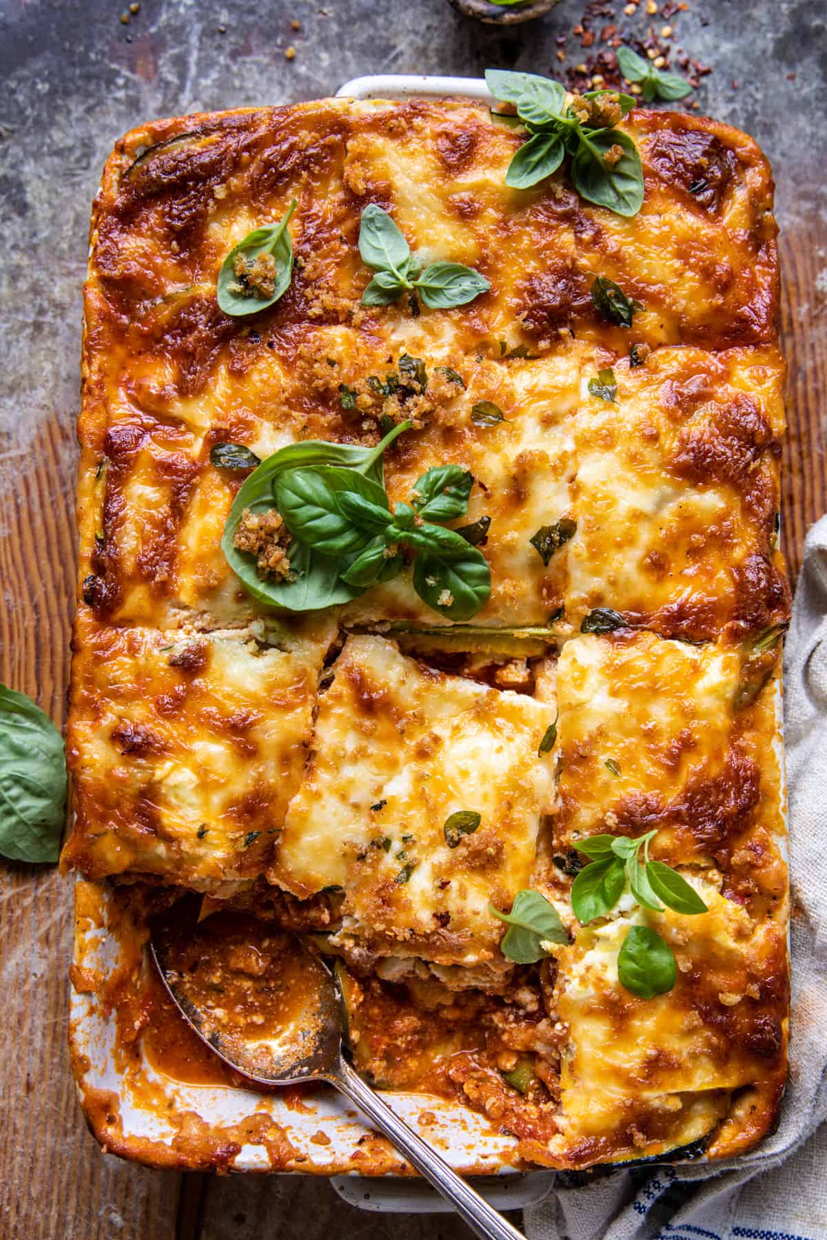 Spicy Zucchini Ricotta Lasagna with Oregano Breadcrumbs | halfbakedharvest.com