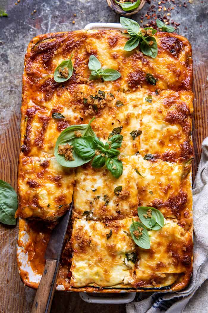 Spicy Zucchini Ricotta Lasagna with Oregano Breadcrumbs | halfbakedharvest.com