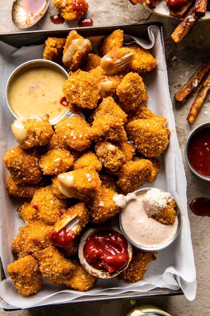 Better Than The Snack Bar Baked Chicken Nuggets...with all the sauces | halfbakedharvest.com