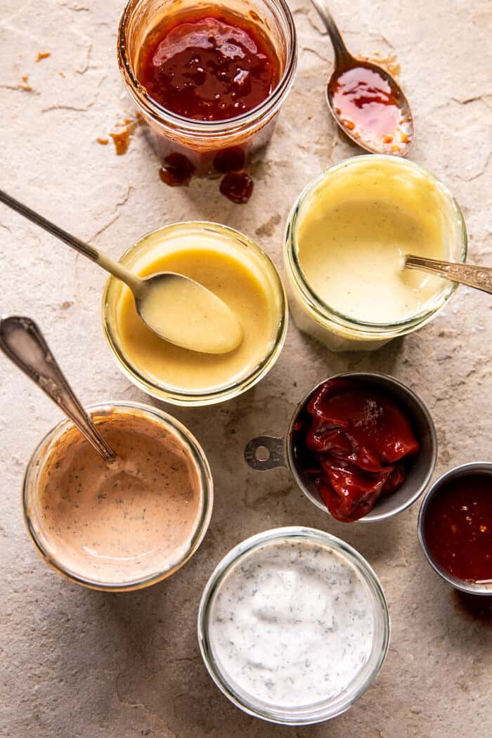 Better Than The Snack Bar Baked Chicken Nuggets...with all the sauces | halfbakedharvest.com