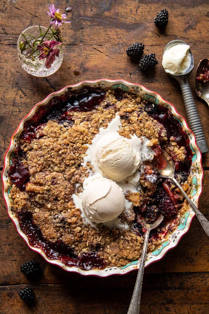 Cinnamon Maple Brown Butter Blackberry Peach Crisp | halfbakedharvest.com