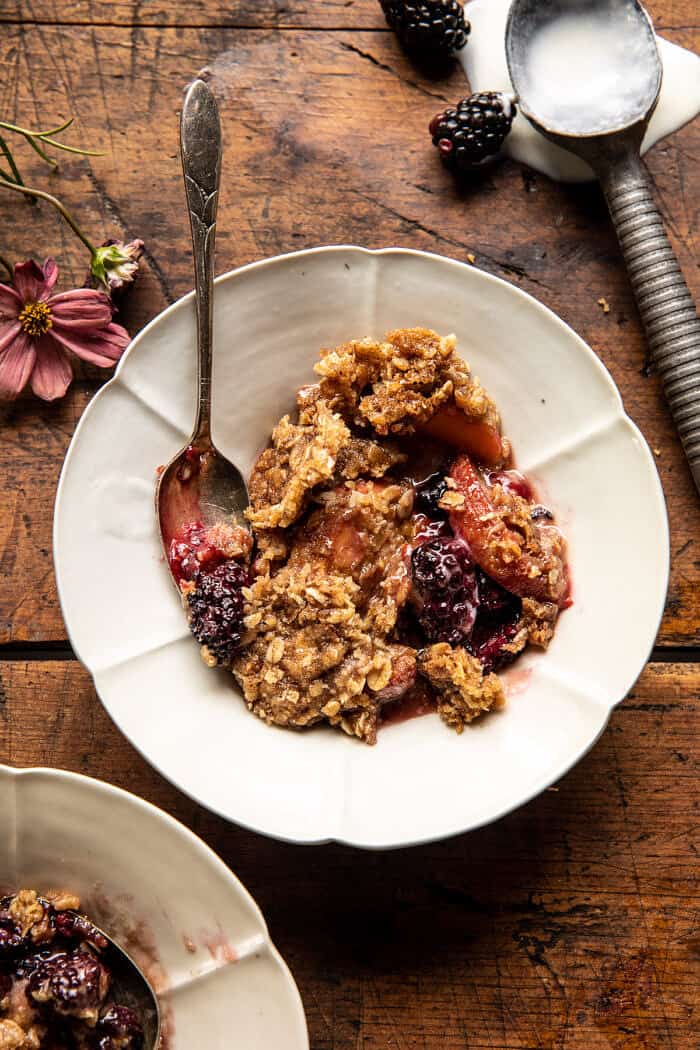 Cinnamon Maple Brown Butter Blackberry Peach Crisp | halfbakedharvest.com
