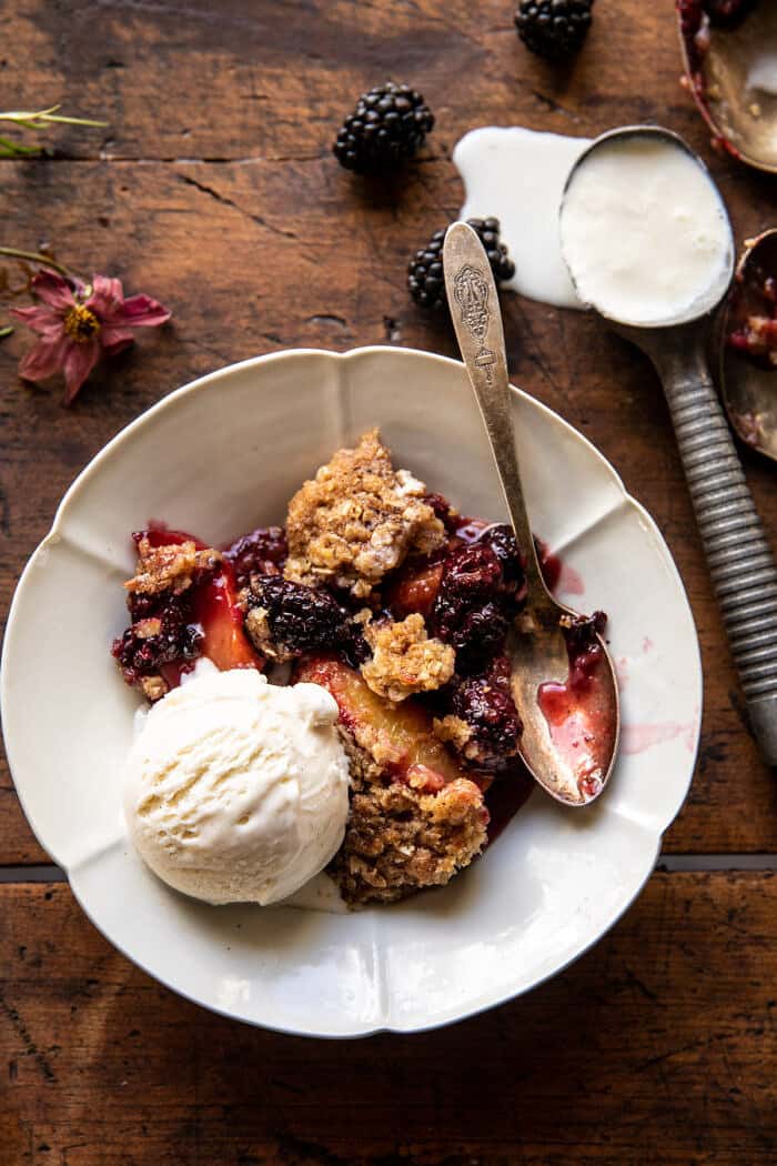 Cinnamon Maple Brown Butter Blackberry Peach Crisp | halfbakedharvest.com