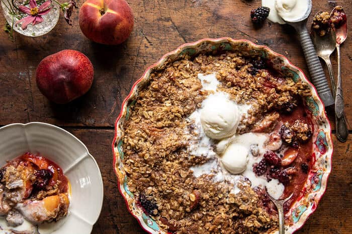 Cinnamon Maple Brown Butter Blackberry Peach Crisp | halfbakedharvest.com