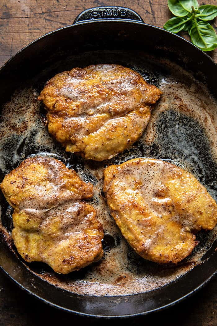 Pesto Peach Chicken in White Wine with Burrata | halfbakedharvest.com