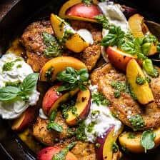 Pesto Peach Chicken in White Wine with Burrata | halfbakedharvest.com