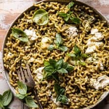 One Pot Melty Burrata Lemon Pesto Pasta | halfbakedharvest.com