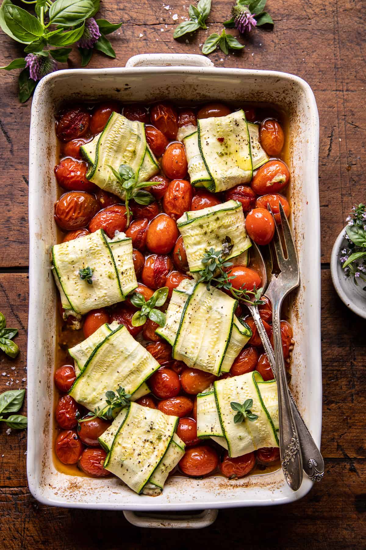 Pesto Cheese Zucchini Ravioli with Burst Tomatoes | halfbakedharvest.com